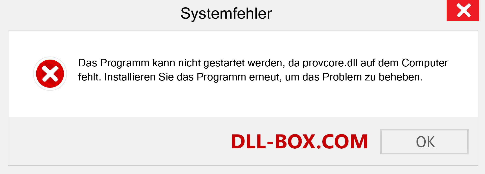 provcore.dll-Datei fehlt?. Download für Windows 7, 8, 10 - Fix provcore dll Missing Error unter Windows, Fotos, Bildern